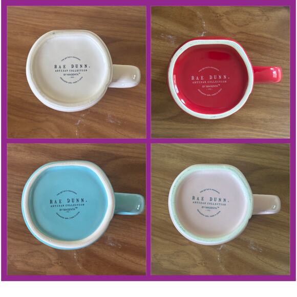 Rae Dunn Coffee Mug Bright Colors Set of 4 Letters & Signs Contemporary Giftable - Picture 5 of 15